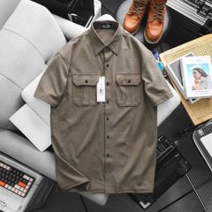 Áo sơ mi tay ngắn phối túi vải cotton thời trang nam 85-140kg - SM cotton