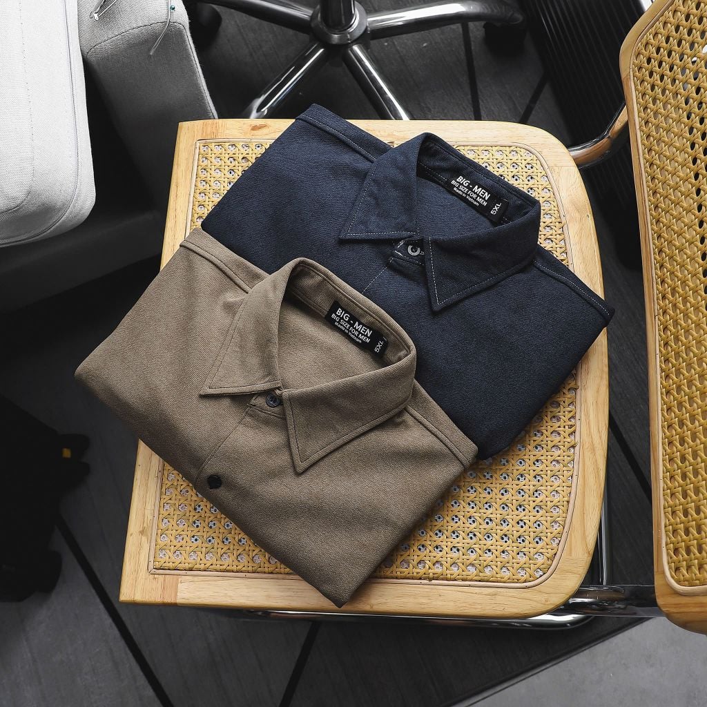 Áo sơ mi tay ngắn phối túi vải cotton thời trang nam 85-140kg - SM cotton