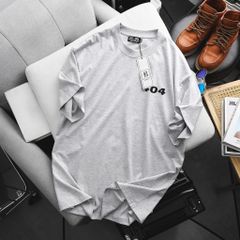[ Big Men] Áo thun cotton màu xám xi măng in hai mặt 404 thời trang bigsize nam 85- 135 kg