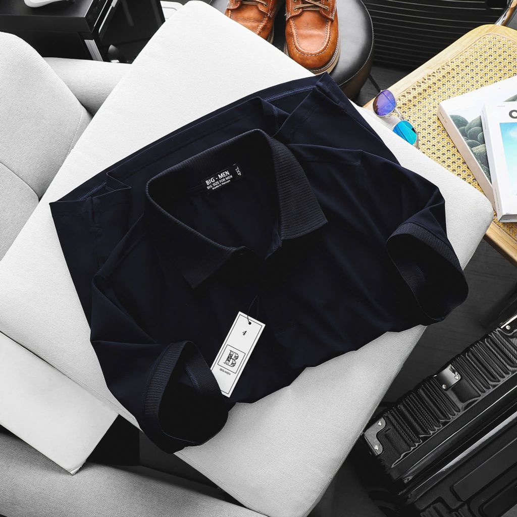 Áo thun polo trơn vải cotton 100% nam bigsize 80 - 130kg - polo2
