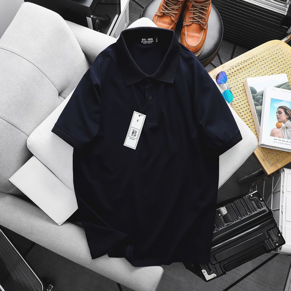 Áo thun polo trơn vải cotton 100% nam bigsize 80 - 130kg - polo2