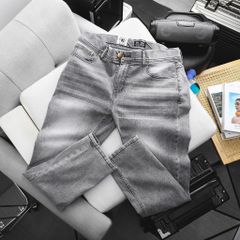 [ Big Men] Quần jean dài xanh xám nhạt wash phối lưng thun thời trang bigsize nam 80- 130 kg_ Mã 415