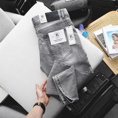 [ Big Men] Quần jean dài xanh xám nhạt wash phối lưng thun thời trang bigsize nam 80- 130 kg_ Mã 415