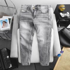 [ Big Men] Quần jean dài xanh xám nhạt wash phối lưng thun thời trang bigsize nam 80- 130 kg_ Mã 415