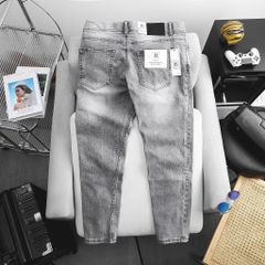 [ Big Men] Quần jean dài xanh xám nhạt wash phối lưng thun thời trang bigsize nam 80- 130 kg_ Mã 415