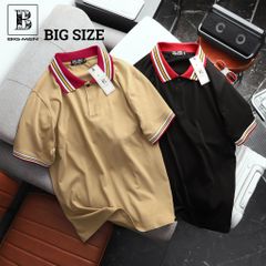 [ Big Men] Áo thun polo chất cotton phối bo cổ đỏ thời trang bigsize nam 85- 135 kg