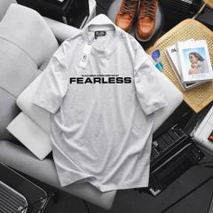 [ Big Men] Áo thun cotton màu xám xi măng in 2 mặt Fearless thời trang bigsize nam 85- 135 kg