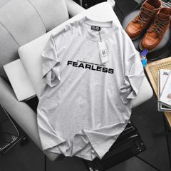 [ Big Men] Áo thun cotton màu xám xi măng in 2 mặt Fearless thời trang bigsize nam 85- 135 kg
