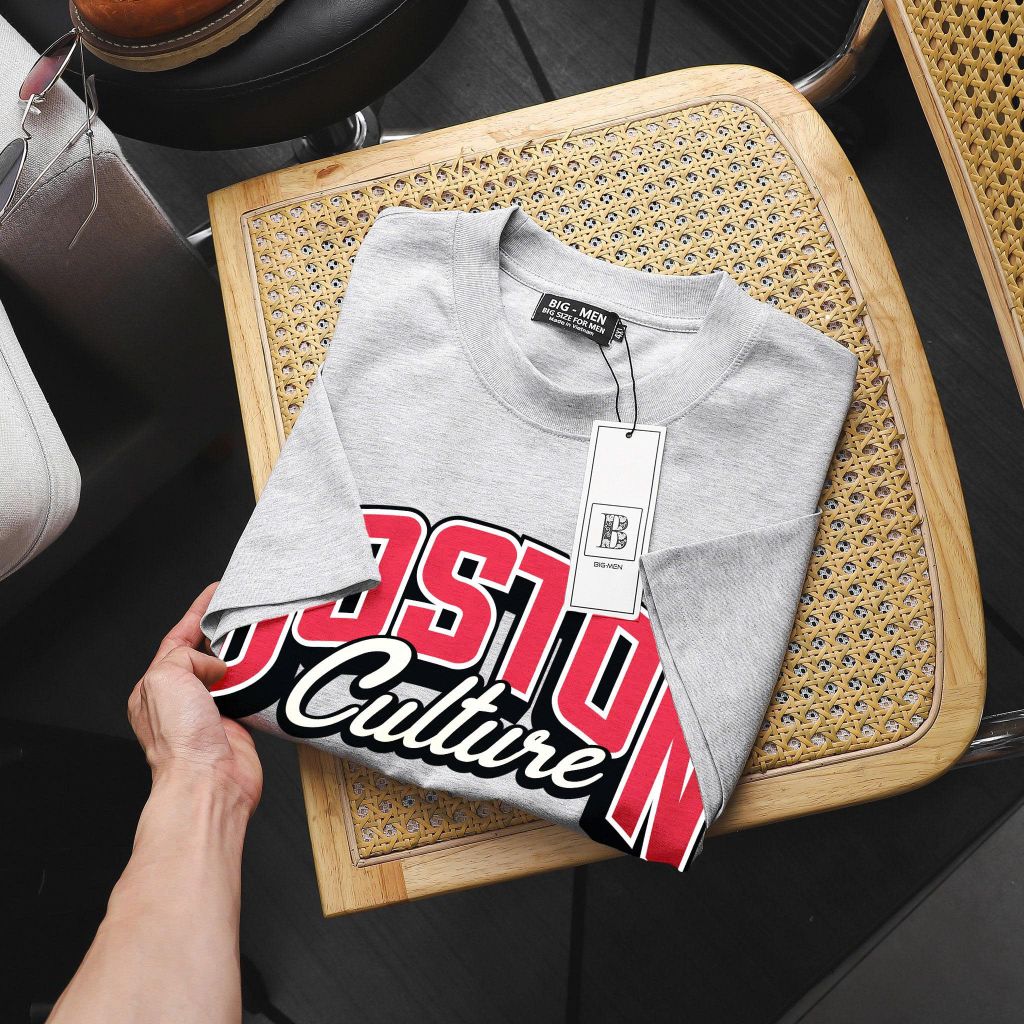 Big Men- Áo thun cotton in chữ Boston đỏ thời trang bigsize nam 85- 135 kg
