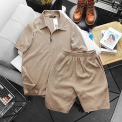 [ Big Men] Set bộ quần áo polo phối dây kéo chất vải tổ ong thoáng mát bigsize nam 85- 135 kg