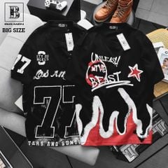 [ Big Men] Áo thun cotton in lụa toàn thân họa tiết lửa màu đen thời trang bigsize nam 85- 135 kg_ lửa