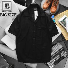 [ Big Men] Áo sơ mi tay ngắn phối túi thời trang bigsize nam 85- 130 kg