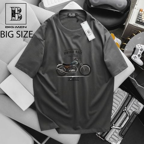 [ Big size< 135 kg] Áo thun cotton bigsize nam in Vintage Race thời trang Big Men
