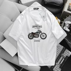 [ Big size< 135 kg] Áo thun cotton bigsize nam in Vintage Race thời trang Big Men