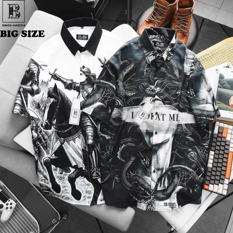 [ Big Size 85 - 135 kg] Áo sơ mi tay ngắn họa tiết sắc nét bigsize nam cá tính thời trang Big Men