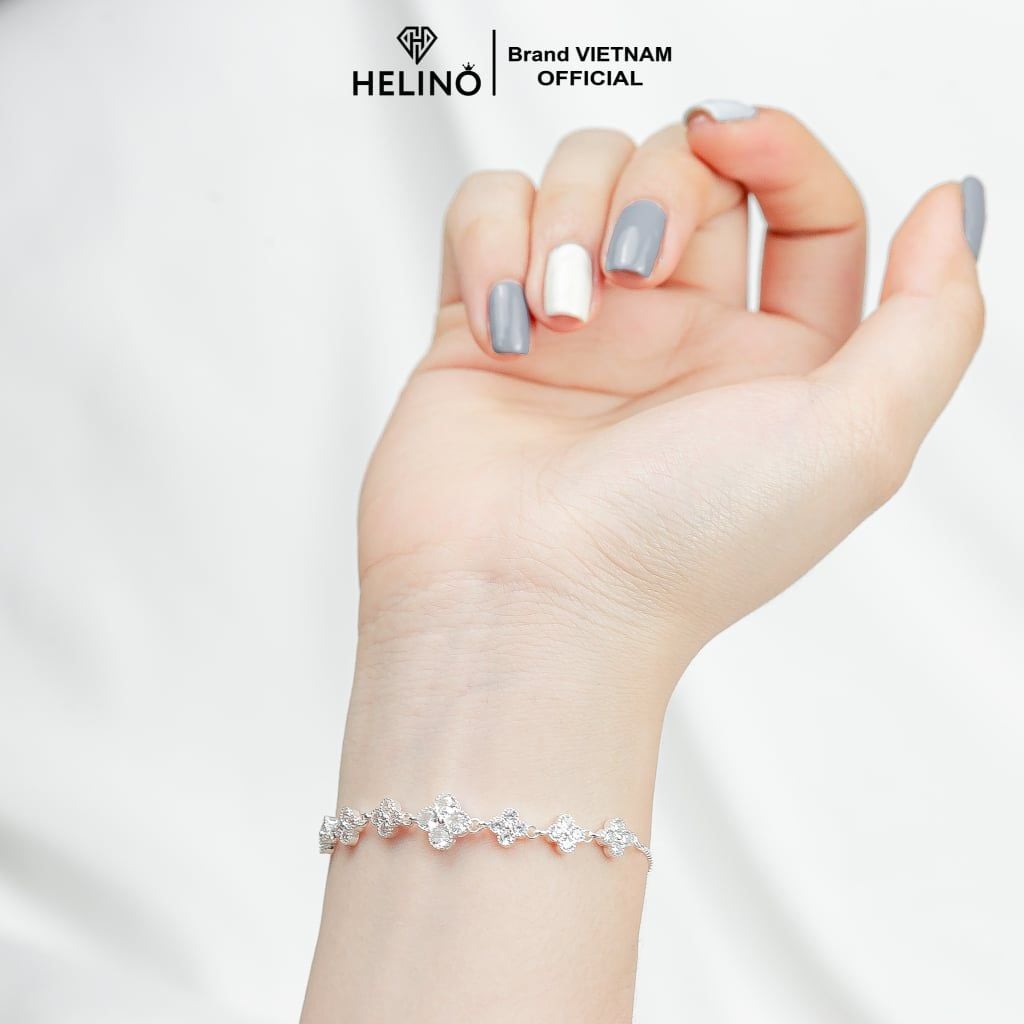 Lắc tay bạc nữ HELINO dây rút dải hoa đính đá xinh xắn V22