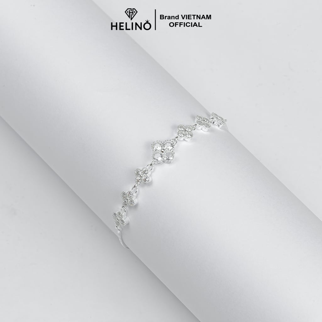 Lắc tay bạc nữ HELINO dây rút dải hoa đính đá xinh xắn V22