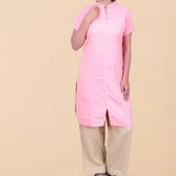 Áo Kurta 100% cotton hữu cơ, có thêu chữ "Aum" (Màu hồng - Nữ) 