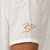  Áo Kurta 100% cotton hữu cơ, có thêu chữ "Aum" (Màu trắng - Nam) 