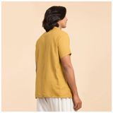  Áo Kurta 100% cotton hữu cơ, có thêu chữ "Aum" (Màu vàng - Nam) 