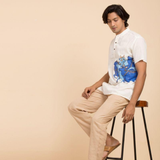  Áo Kurta 100% cotton hữu cơ, in hình bò Nandi (Nam) 