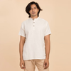 Áo Kurta 100% cotton hữu cơ, có thêu chữ "Aum" (Màu trắng ngà - Nam)