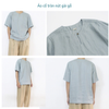 Áo cổ tròn nút gài gỗ - Unisex