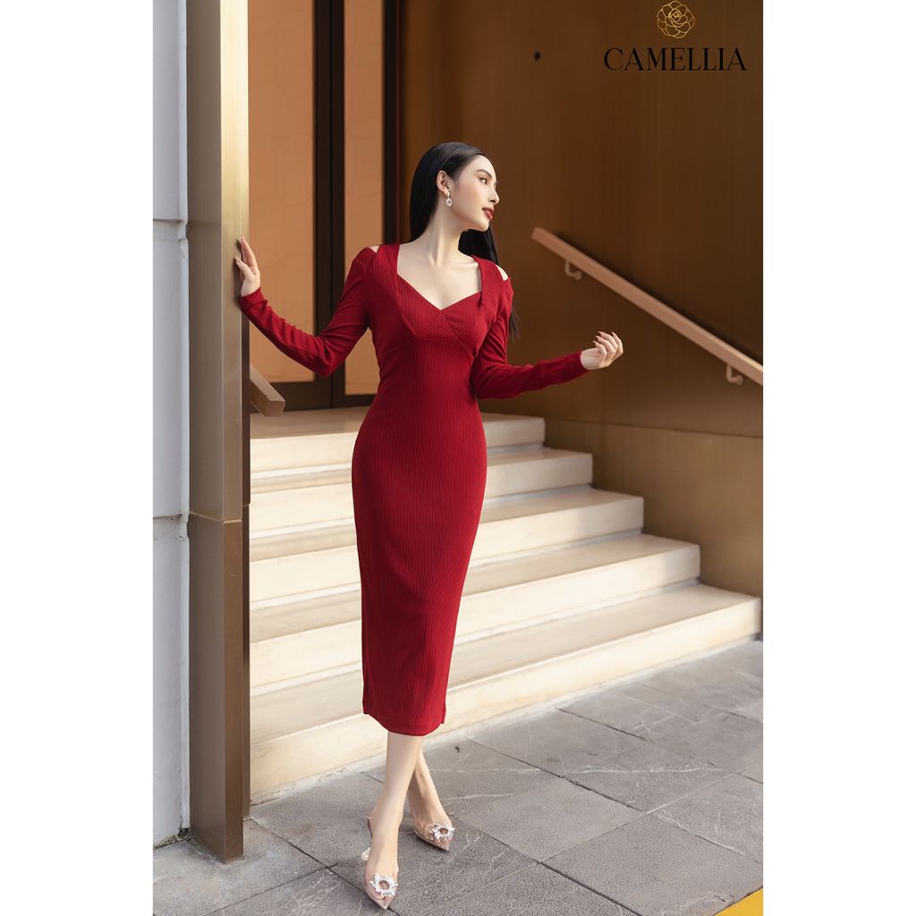 4510533 Bordeaux Chiffon Dress