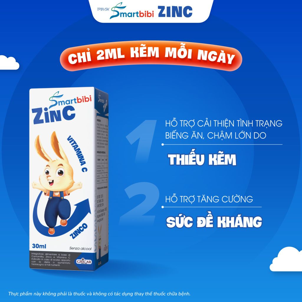 TPBVSK Smartbibi ZinC - Kẽm chelate hữu cơ