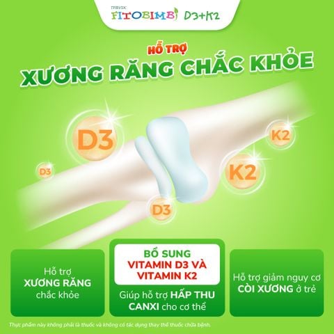 TPBVSK Fitobimbi D3K2 - Hỗ trợ xương răng chắc khoẻ