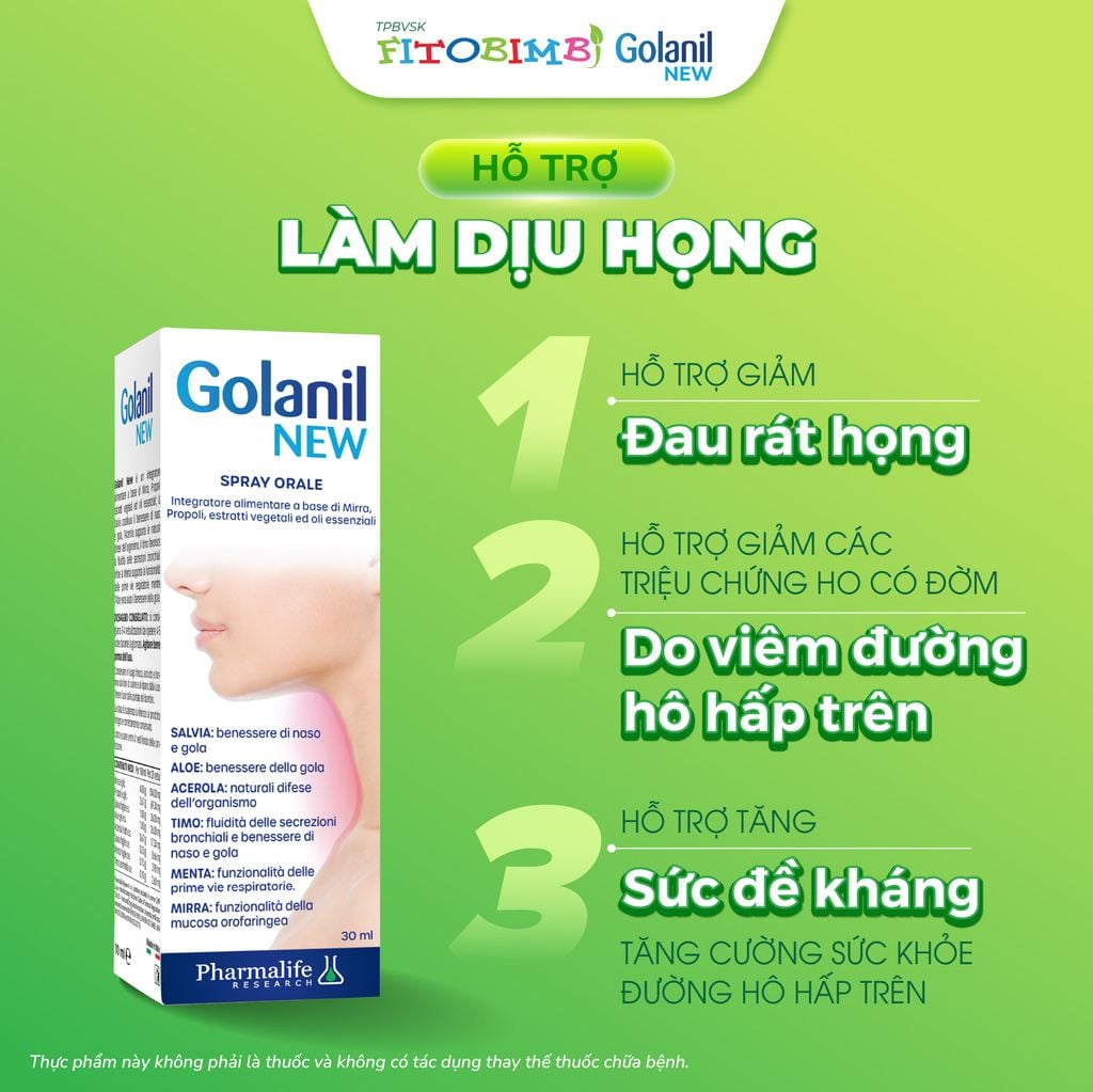 TPBVSK Golanil New - Xịt Họng Hỗ Trợ Làm Dịu Họng, Giảm Ho Do Viêm Đường Hô Hấp Trên