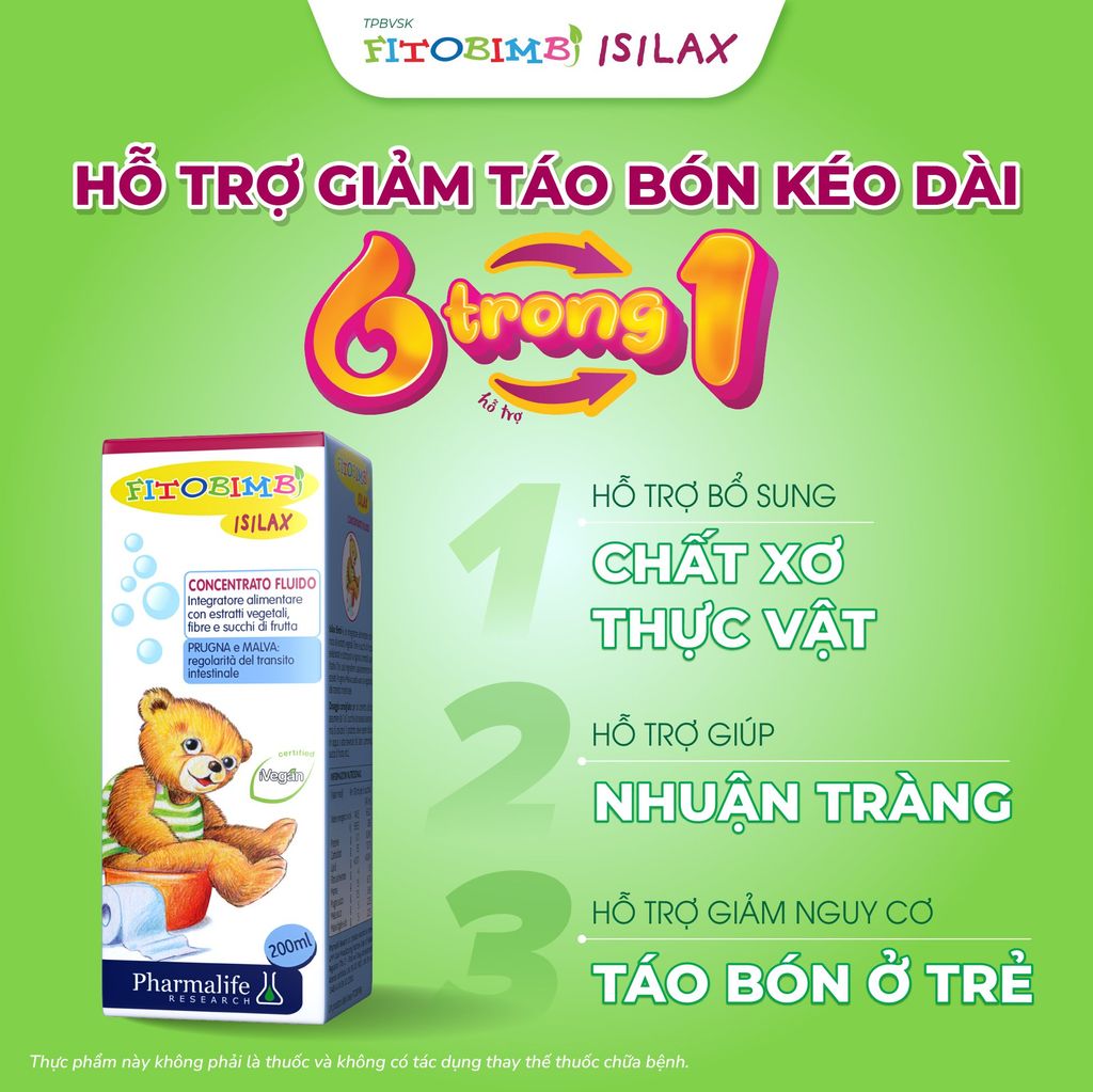 TPBVSK Fitobimbi Isilax - siro hỗ trợ giảm táo bón 6 trong 1 cho trẻ