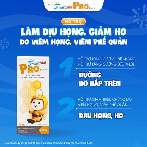 TPBVSK Smartbibi Pro Spray - Xịt họng keo ong cô đặc, hỗ trợ làm dịu họng, đau họng, giảm ho