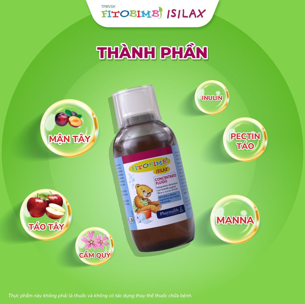 TPBVSK Fitobimbi Isilax - siro hỗ trợ giảm táo bón 6 trong 1 cho trẻ