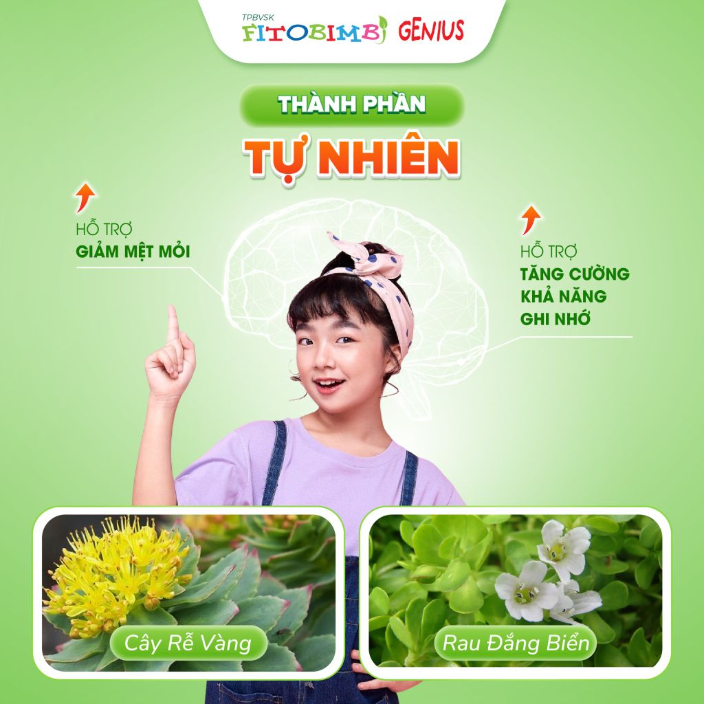 TPBVSK Fitobimbi Genius -  Hỗ trợ trẻ tăng cường nhận thức, ghi nhớ tốt