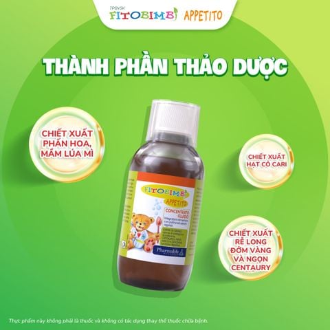 Siro ăn ngon 3 tác động TPBVSK Fitobimbi Appetito