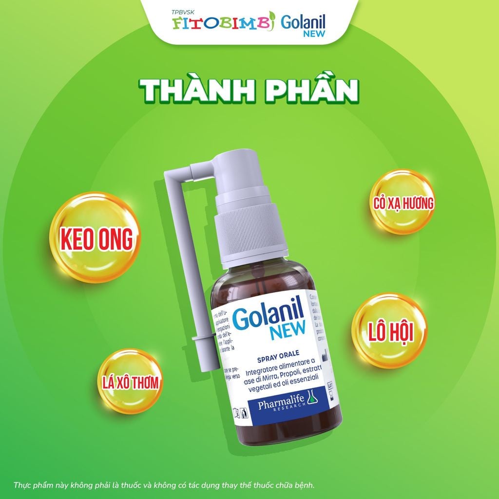 TPBVSK Golanil New - Xịt Họng Hỗ Trợ Làm Dịu Họng, Giảm Ho Do Viêm Đường Hô Hấp Trên