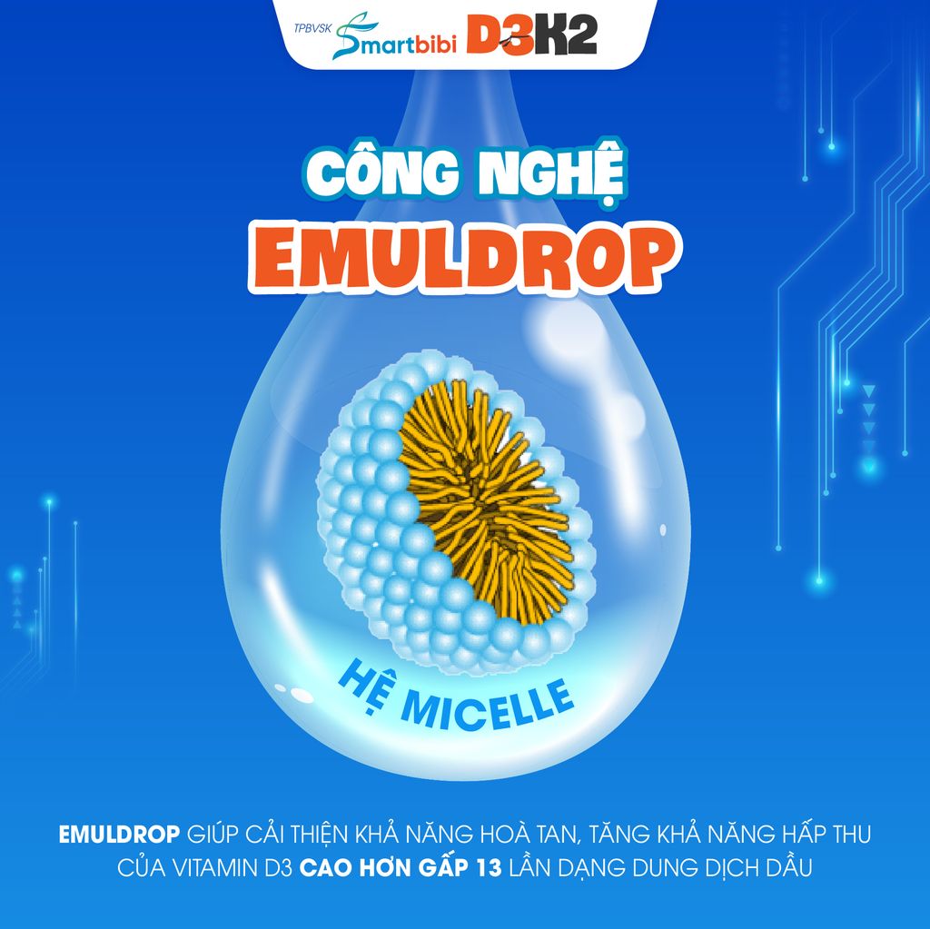 TPBVSK Smartbibi D3K2 Emuldrop - Hấp thu tốt hơn - Vóc dáng cao hơn