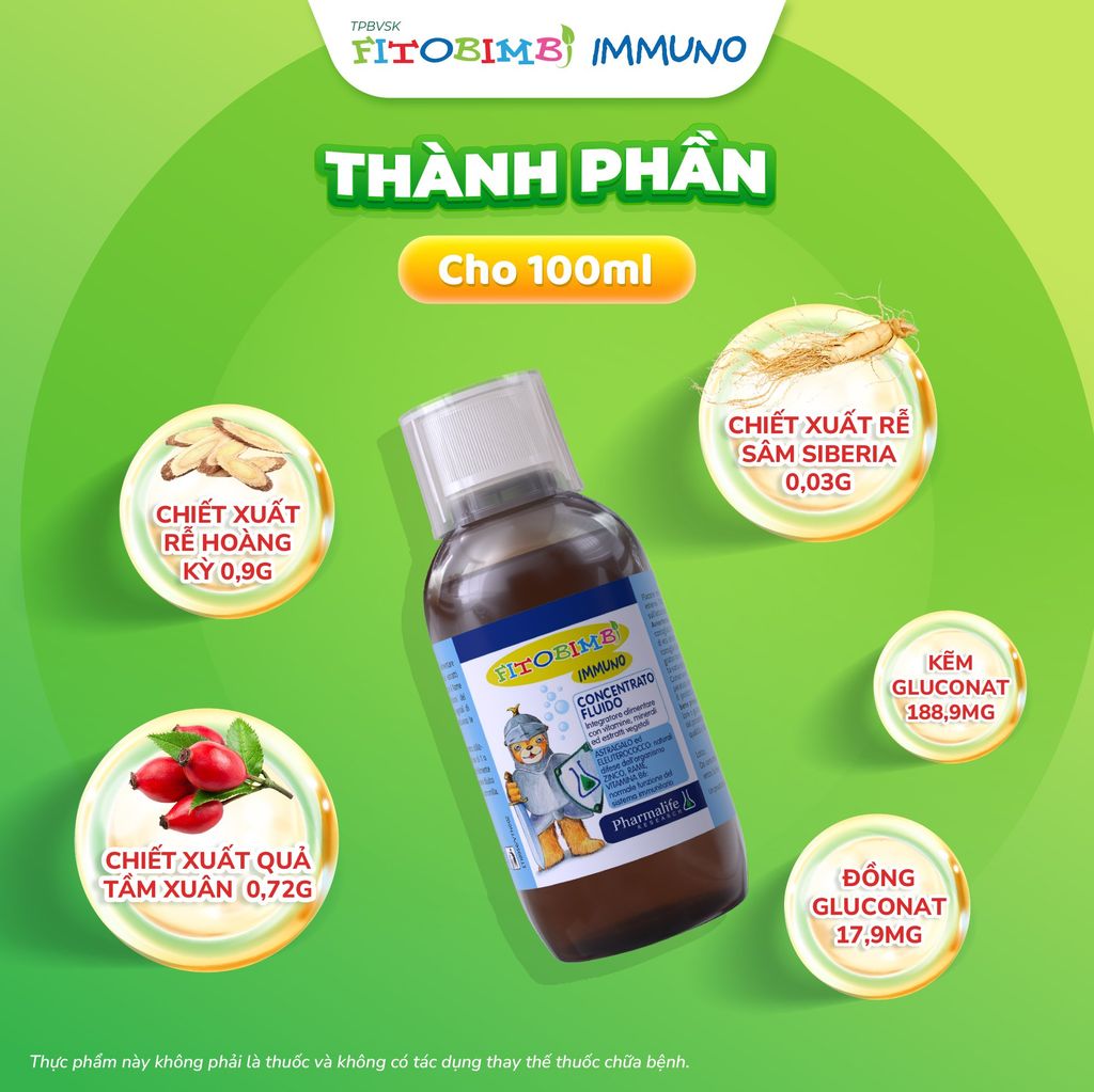 TPBVSK Fitobimbi Immuno - Hỗ trợ tăng đề kháng toàn thân cho trẻ