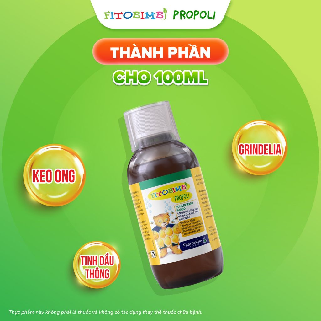 Fitobimbi Propoli - Siro hỗ trợ giảm ho do cảm lạnh cho bé