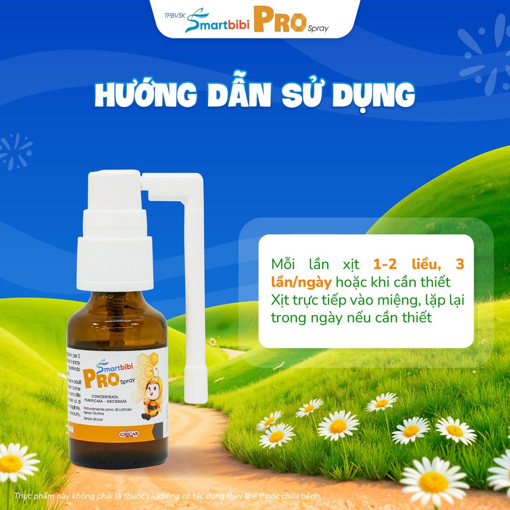 TPBVSK Smartbibi Pro Spray - Xịt họng keo ong cô đặc, hỗ trợ làm dịu họng, đau họng, giảm ho