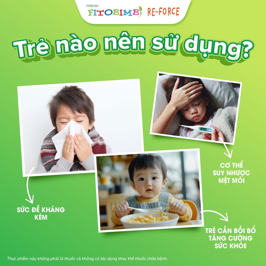 TPBVSK Fitobimbi RE-FORCE - Hỗ trợ trẻ tăng đề kháng, giảm mệt mỏi, bổ sung khoáng chất