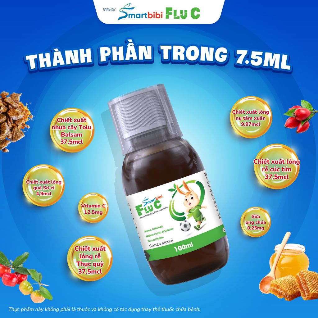 TPBVSK Smartbibi Flu C - Siro hỗ trợ giảm cảm lạnh, cảm cúm