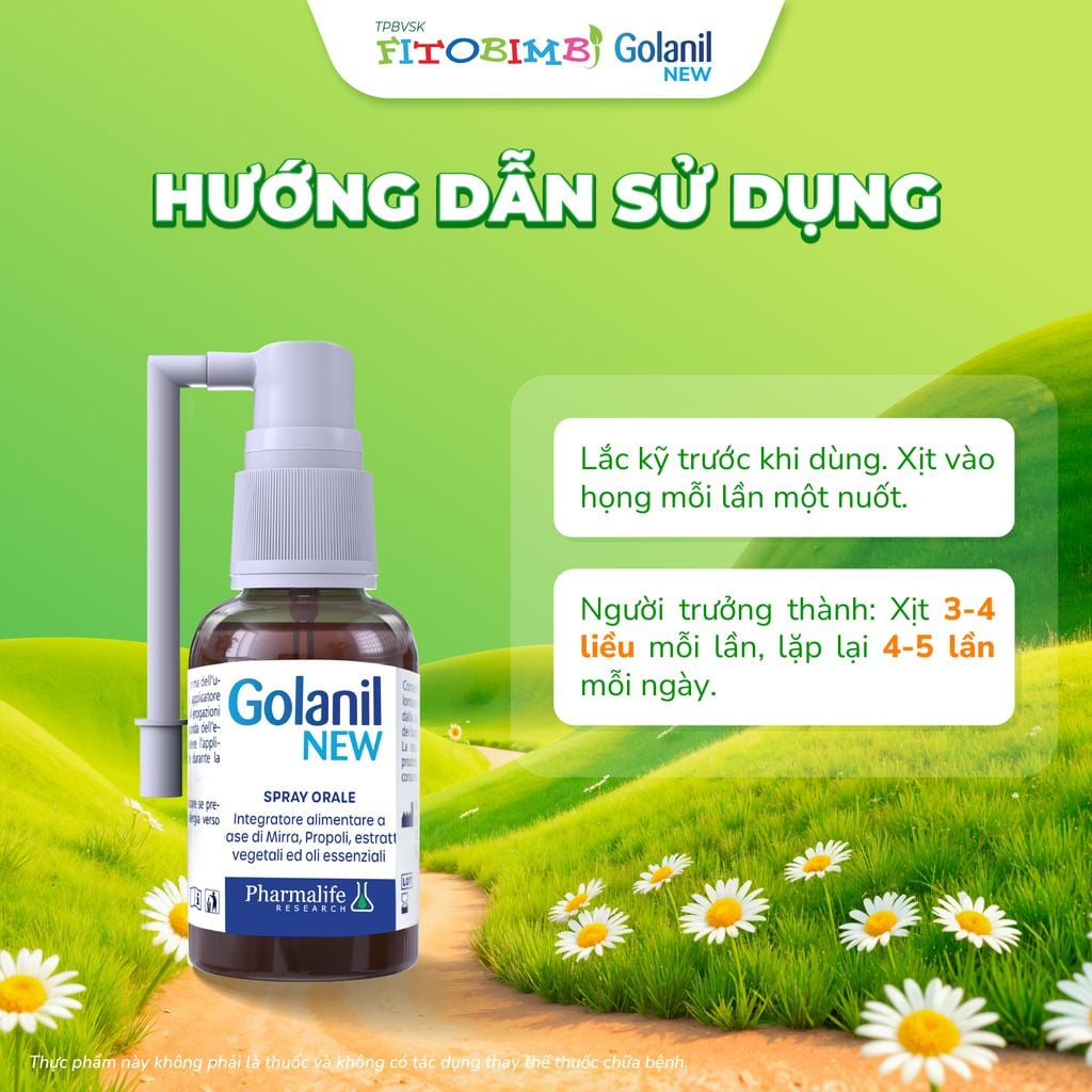 TPBVSK Golanil New - Xịt Họng Hỗ Trợ Làm Dịu Họng, Giảm Ho Do Viêm Đường Hô Hấp Trên