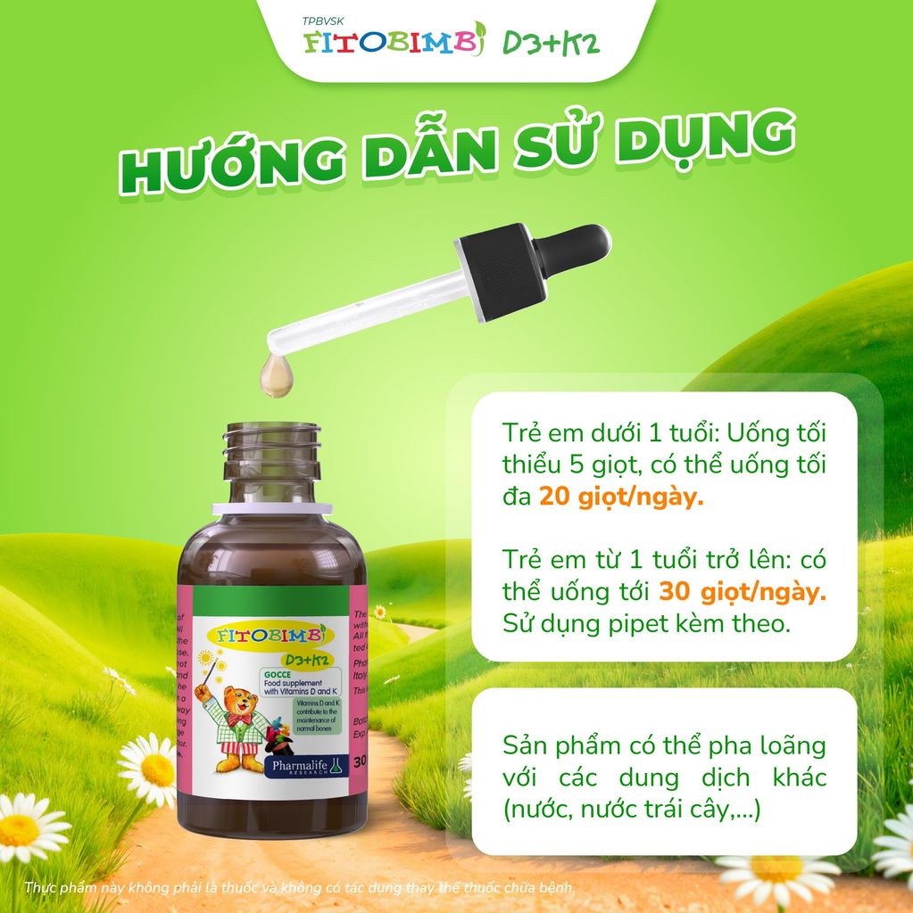 TPBVSK Fitobimbi D3K2 - Hỗ trợ xương răng chắc khoẻ