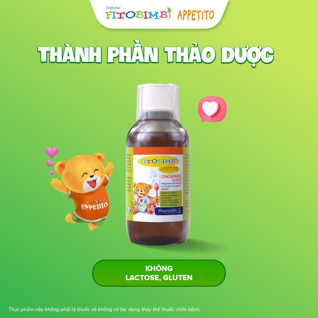Siro ăn ngon 3 tác động TPBVSK Fitobimbi Appetito