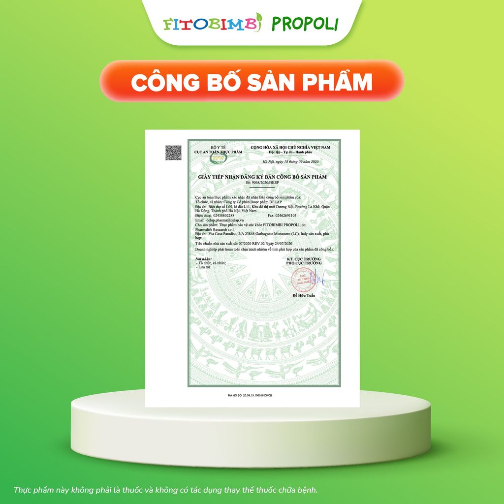 Fitobimbi Propoli - Siro hỗ trợ giảm ho do cảm lạnh cho bé