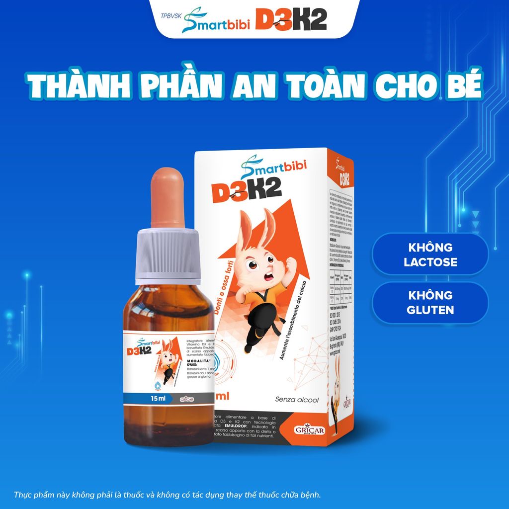 TPBVSK Smartbibi D3K2 Emuldrop - Hấp thu tốt hơn - Vóc dáng cao hơn