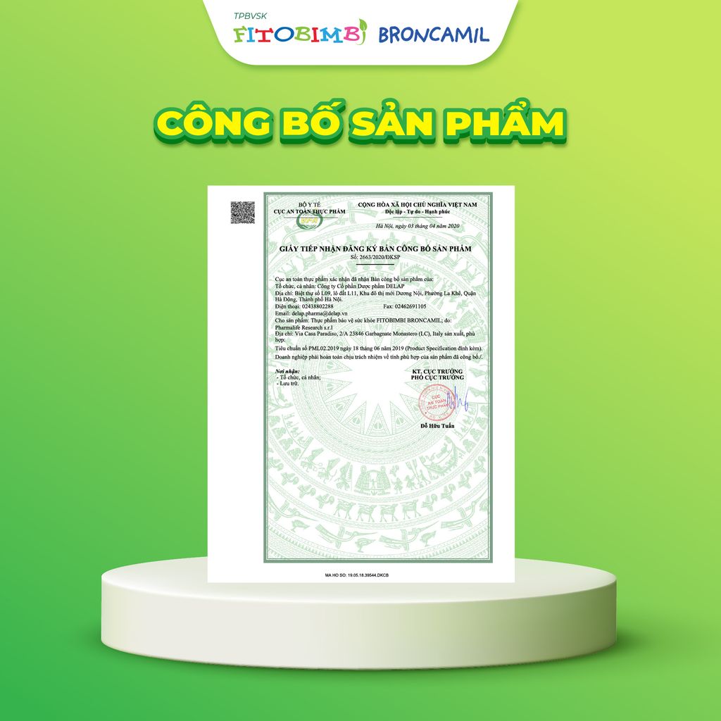 TPBVSK Fitobimbi Broncamil - Hỗ trợ giảm ho đờm cho trẻ