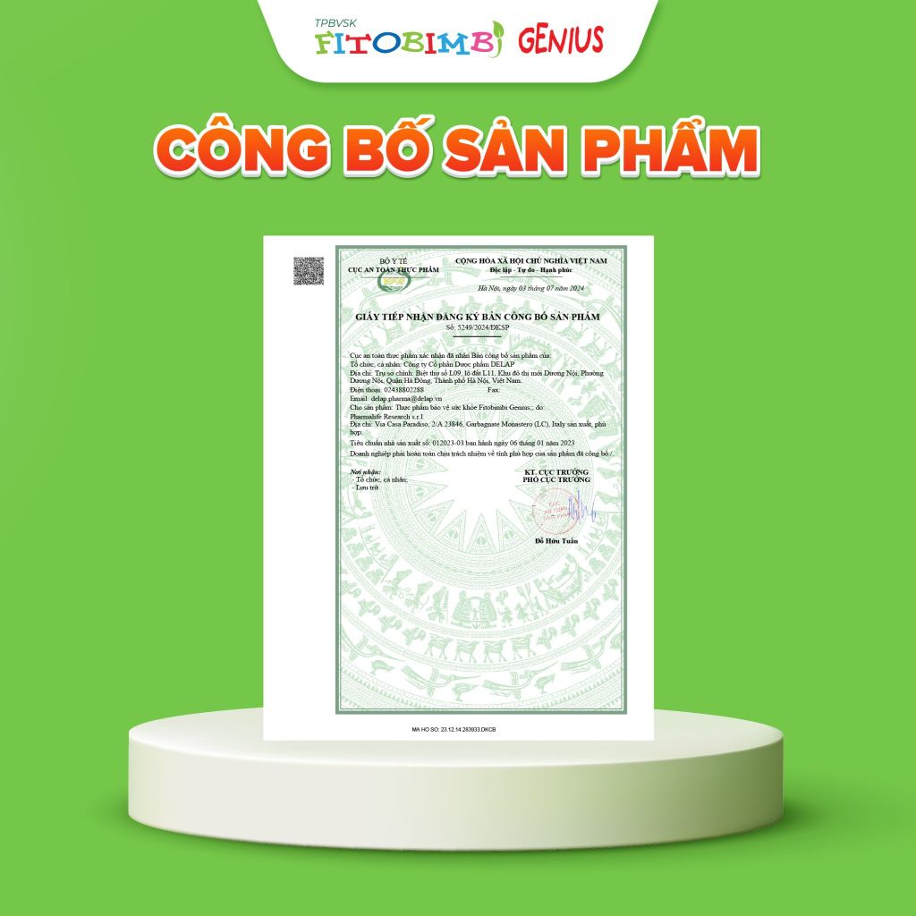 TPBVSK Fitobimbi Genius -  Hỗ trợ trẻ tăng cường nhận thức, ghi nhớ tốt